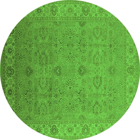 Ahgly Company Indoor Round Oriental Green Industrial Area Rugs, 8' Round