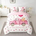 thumbnail image 3 of Homewish Happy Valentine'S Day 7-Piece Bedding Comforter Set,Cute Cartoon Bear King Bedding Sets,Pink Red White Bed Sheets For Girl Teens,Breathable Home Decor Reversible, 3 of 9
