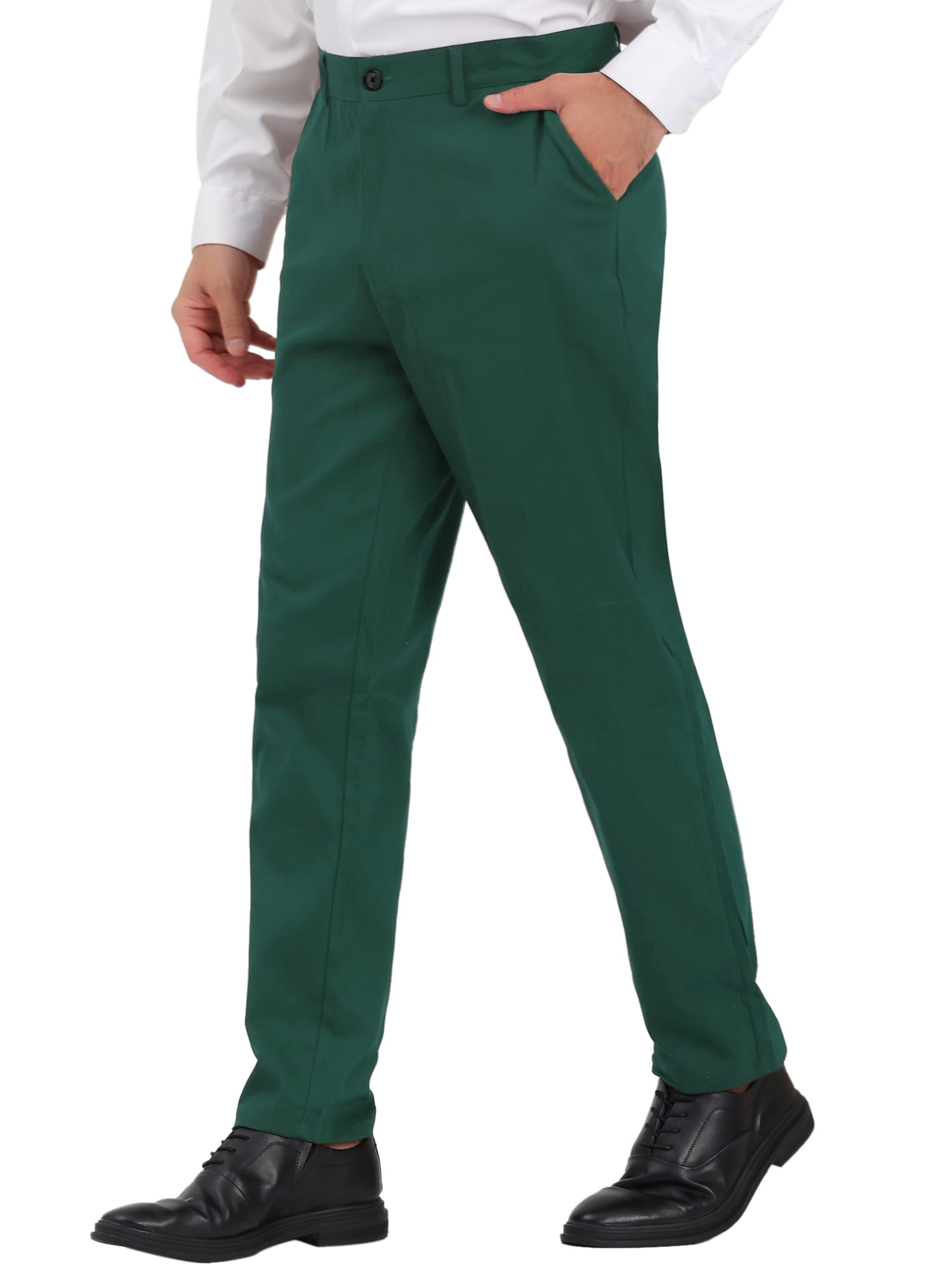 INSPIRE CHIC Men's Dress Pants Classic Fit Flat Front Solid Color Prom  Trousers 36 Olive Green - Walmart.com