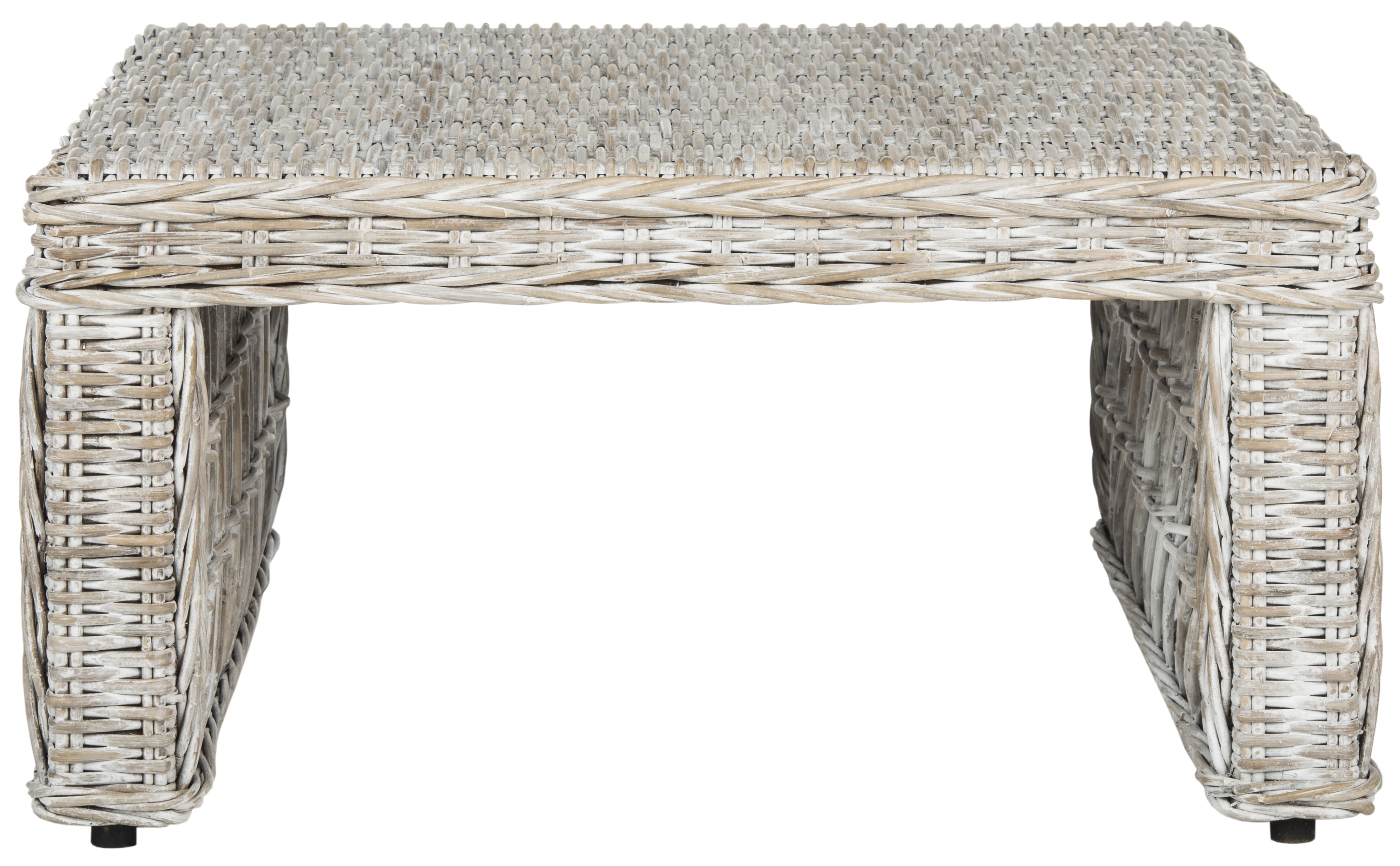 SAFAVIEH Shila Nautical Wicker Coffee Table, White Wash