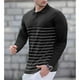 thumbnail image 1 of Blusa y camisa de manga larga con cuello vuelto para hombre, informal, con estampado de rayas, de poliéster, 1 of 6