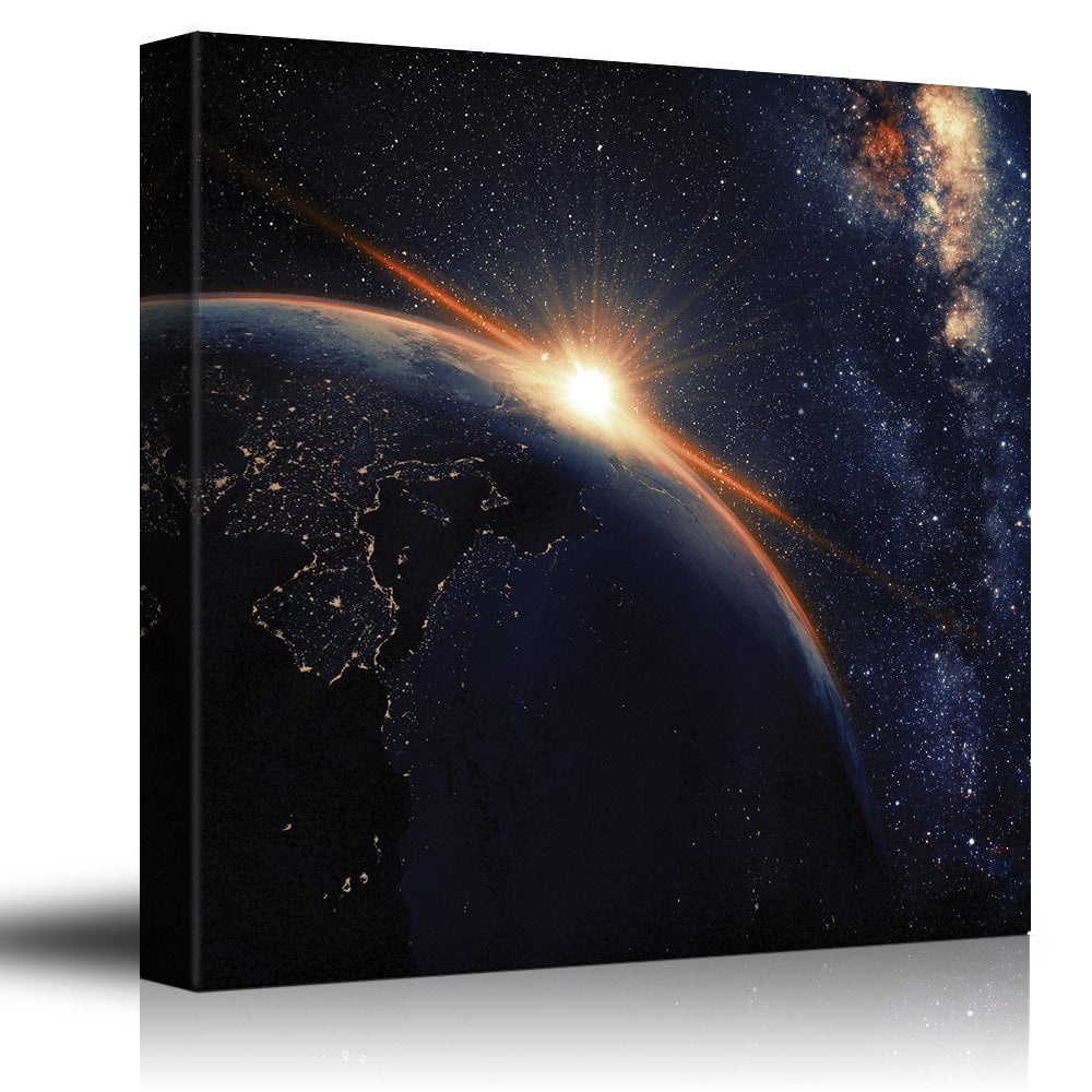 Wall26 Sun Shining on Earth from Outerspace Canvas Art Home