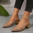 thumbnail image 6 of Dakaela Kitten Heels for Women Rhinestone Closed Pointed Toe Chunky Heeled Sandals Sparkly Slip on Wedding Bride Dress Pumps Shoes Gold 7.5, 6 of 9