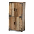 thumbnail image 2 of Baxton Studio Cyrille Modern and Contemporary Farmhouse Rustic Finished Wood 4-Door Shoe Cabinet, 2 of 10
