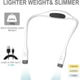 thumbnail image 2 of Neck Reading Light, 11000K Rechargeable Book Light with 4 Light Bulbs, 3 Colors Dimmable Brightness, Bendable Hands Free 12+Hrs Runtime Comfortable Wear for Night Running Reading Crafting, White, 2 of 7