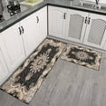 thumbnail image 3 of Boho Dark Brown Pattern Rugs and Mats Non Skid Washable Absorbent Microfiber Soft Kitchen Mat for Floor Set Of 2 Decor Stain Resistant 17"x47"+17"x30", 3 of 7