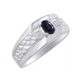 thumbnail image 4 of RYLOS Men's Rings 14K White Gold Classic Nugget 6X4MM Oval Gemstone & Diamond Ring Sapphire September Birthstone Rings Size 12, 4 of 7