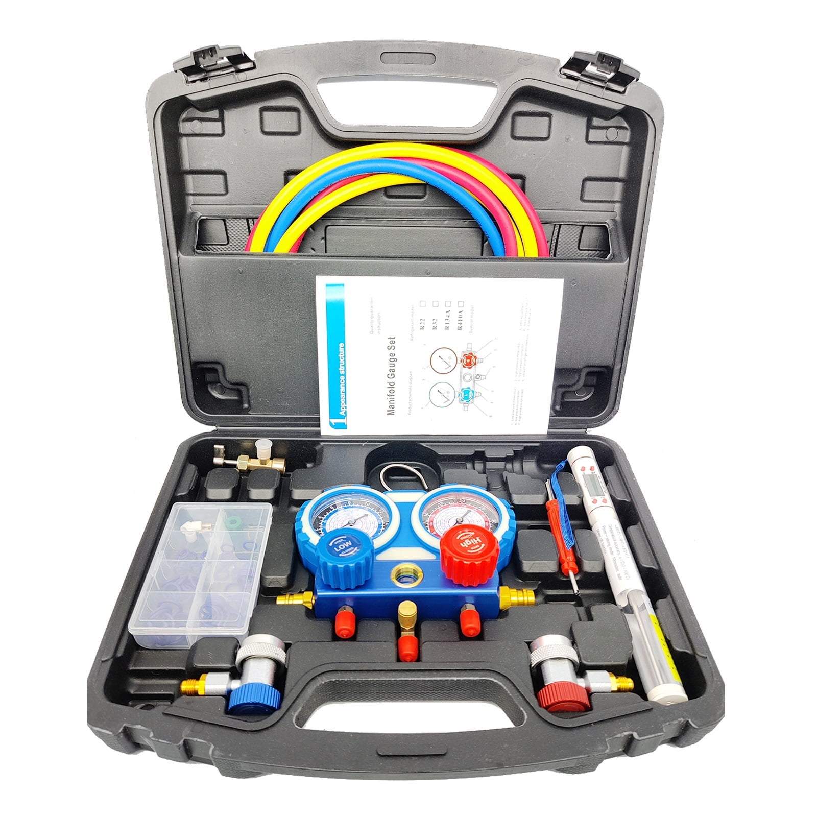 Refrigerant Manifold Gauge Set Air Conditioning Tools With Hose And Hook For R134A R22 R407C R404 Air Conditioning Refrigeration ,Accurate and Precise Gauges