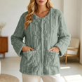thumbnail image 2 of Women's Floral Textured Bed Jacket Long Sleeve Button Front Lounge wear Coat With Pockets (Green XL), 2 of 6