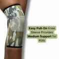 thumbnail image 2 of Kids Knee Brace Sleeve – Youth Knee Compression Support for Children | Knee Pain Relief & Sports Use – Boys & Girls Sizes for Basketball, Gymnastics, & Everyday Wear (1, Green Camouflage, Small), 2 of 8