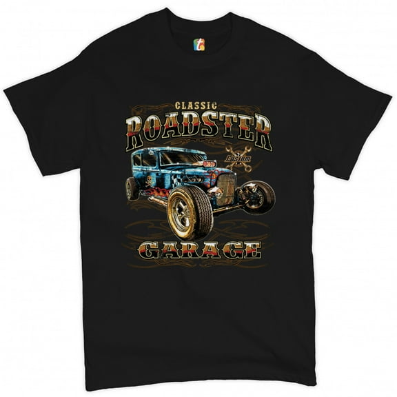 Tee Hunt Classic Roadster Garage T-Shirt Vintage Hot Rod Route 66 Muscle Car Men's Tee