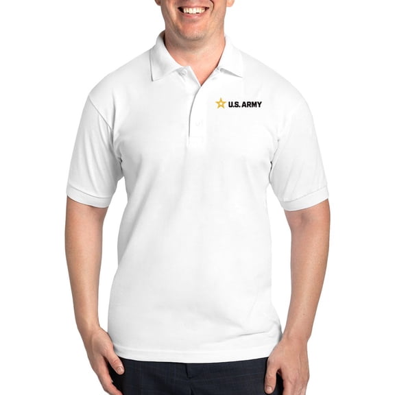 CafePress - U.S. Army® Black And Gold Horizontal Logo Golf Shirt - Golf Shirt, Pique Knit Golf Polo