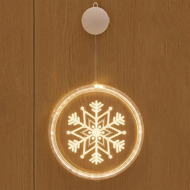 EIMELI Christmas Lights Decoration Battery Operated Hanging/Adhesive 3D Visual Effect LED Ornament Decor for Door Window