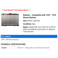 thumbnail image 2 of Radiator - Compatible with 1995 - 1999 Nissan Maxima 1996 1997 1998, 2 of 2