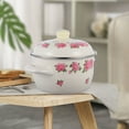 thumbnail image 4 of Olla esmaltada con asa y tapa, con estampado de flores, para sopa y comida, 4 of 6