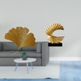 thumbnail image 2 of Escultura abstracta de pared con hojas de hierro y de ginkgo, figura de resina, obra de arte para sala de estar, oficina, hotel, comedor, restau, 2 of 8