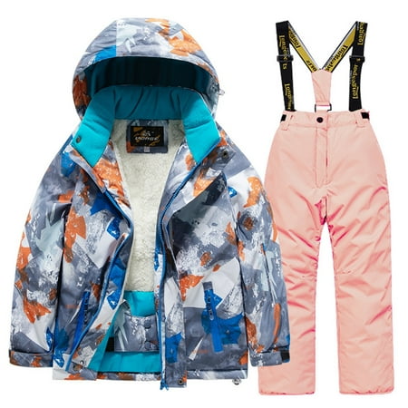 SELONE Kids Snowsuits for Boys Girls Color Block Hoodies Warm Puffer Jacket Windproof Waterproof Jumpsuits 6 Years
