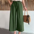 thumbnail image 6 of Sakmal Capri Palazzo Pants for Women Wide Leg Boho Cotton Linen Pants Lightweight Drawstring Summer Solid Capris for Women L, 6 of 6