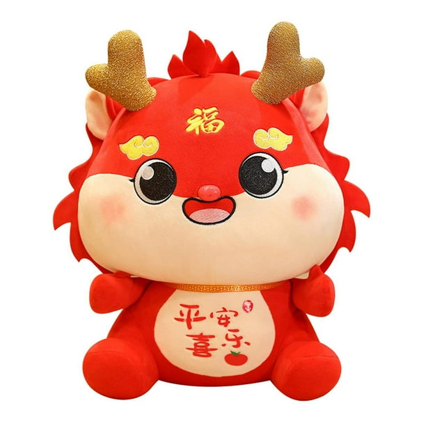 Muñeco de dragón de peluche de dragón, decoraciones de año Nuevo chino, muñeco de peluche de dragón chino, juguete de peluche de dragón para
