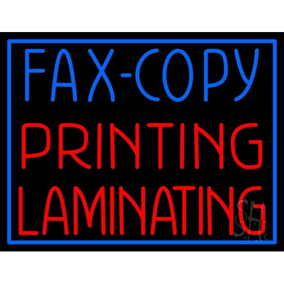 Fax Copy Printing Laminating With Border LED Neon Sign 15 x 19 - inches, Clear Edge Cut Acrylic Backing, with Dimmer - Bright and Premium built indoor LED Neon Sign for Computer & Electronics store.