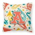 thumbnail image 2 of Carolines Treasures CJ2001-PW-Parent Letter Retro Teal Orange Musical Instruments Initial Canvas Fabric Decorative, 2 of 3