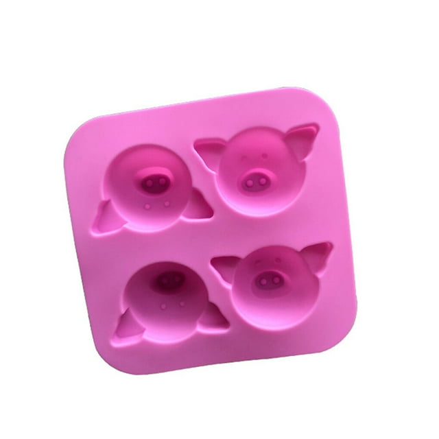 4 Cavity Cartoon Animal Head Silicone Mould Cake 4 Cavity Chocolate Fondant Mold Pastry Cupcake Baking Cake Decorating Tool Random Color