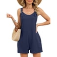 thumbnail image 6 of Dazajoo Adjustable Strap Overalls for Women Sleeveless Jumpsuit Shorts with Pockets Casual Loose Summer Beach Vacation Outfits,Navy,L, 6 of 8