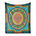 thumbnail image 1 of Rainbow Mandala Soft Flannel Fleece Throw Blanket, Southeast Motifs Geometric Triangles and Petals Pattern, Cozy Plush for Indoor and Outdoor Use, 50" x 70", Multicolor, by Ambesonne, 1 of 6