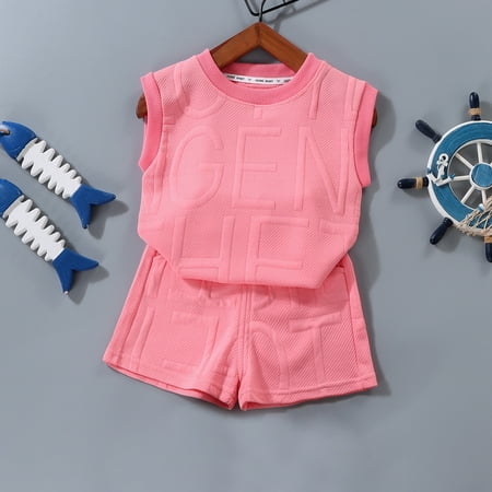 SNKSDGM Baby Boy Outfits 18-24 Months Summer July 4 Summer Children s Vest Set Boys Sleeveless Summer Clothes Large Children s Style Loose Version of Children s Clothing 6-7 Years