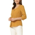 thumbnail image 4 of INSPIRE CHIC Blouse pour Femme Col en V Manches 3/4 Pois devant Boutonné Haut L Jaune, 4 of 6