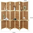 6 Panel Room Divider Wood Room Divider with Shelves 5.6Ft Portable Room