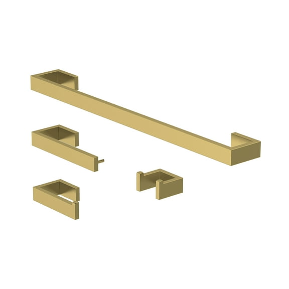 4-Piece Wall Mounted Stainless Steel Bathroom Hardware Accessories Towel Bar Set in Brushed Gold