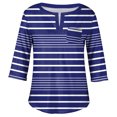 thumbnail image 4 of ADSSDQ 3/4 Sleeve Plus Size Summer Tops For Women With Pocket Striped Girls Shirts V Neck Elbow Length T Shirt Dress Cute Trendy Tunic Dress Fall Graphic Sweatshirts Royal Blue XL, 4 of 5
