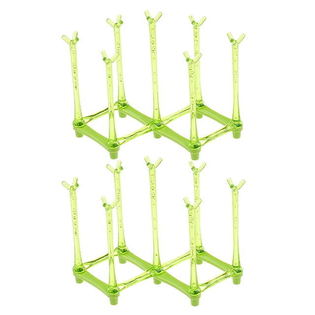 2pcs Retractable Drying Storage Rack Baby Bottle Stand Drinking Cup Holder Kitchen Organizer (Green)