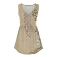 thumbnail image 4 of up to 60% off Gifts wycnly Womens Tank Tops Beach Lightweight Fashion High Waist Pleated Hem Tunic Shirts Vest Summer Trendy Floral V-Neck Sleeveless Shirts Blouse Brown XL, 4 of 5