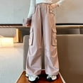 thumbnail image 4 of Fmbrln Girls and Boys Cargo Pants Button Elastic Waist Multipockets Wide Leg Pants Lounge Trousers, Sizes 5-15Y, 4 of 5