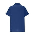 thumbnail image 5 of VBTAPA Linen Shirt for Women Quarter Zip Polo Shirts Short Sleeve Lapel Work Blouses Solid Casual Summer Tops Blue L, 5 of 8