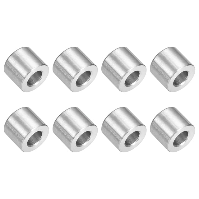 8 Pcs Entretoises en Acier Inoxydable 304 1/2 Pouces OD x 1/4 Pouces ID x 3/8 Pouces Longueur(12x6x10mm) Vis Support de Bague Finition Simple Non Filetée Entretoises Rondes en Métal pour Vis M3 Boulons et Tringles, Argent
