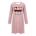 thumbnail image 6 of Fengactive Nightgown for Women Christmas Wine Glass Print Cute Long Sleeve Loose Crewneck Nightshirts Sleepwear, 6 of 6