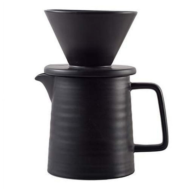 Pour Over Coffee Maker Set, Premium Black Ceramic V60 Dripper