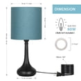thumbnail image 5 of Bedroom Table Lamp Set of 2 Living Room Bedside Lamps Blue Lampshade Suit Modern Decor, 5 of 5
