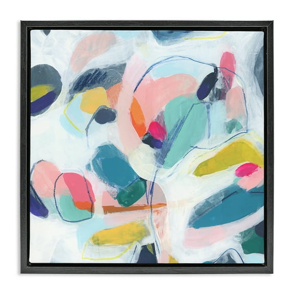 Stupell Industries Fun Shapes Impression Abstract Painting Black Floater Framed Canvas Art Print Wall Art, 18 x 18