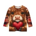 thumbnail image 3 of GA WEIHUA Girls' Shirts Funny 3D Cow Heart Print Tops Summer Crewneck 3/4 Sleeve Tees for Toddler Comfy Printed Casual Blouses Graphic Tees(Multicolor,11 Years), 3 of 4