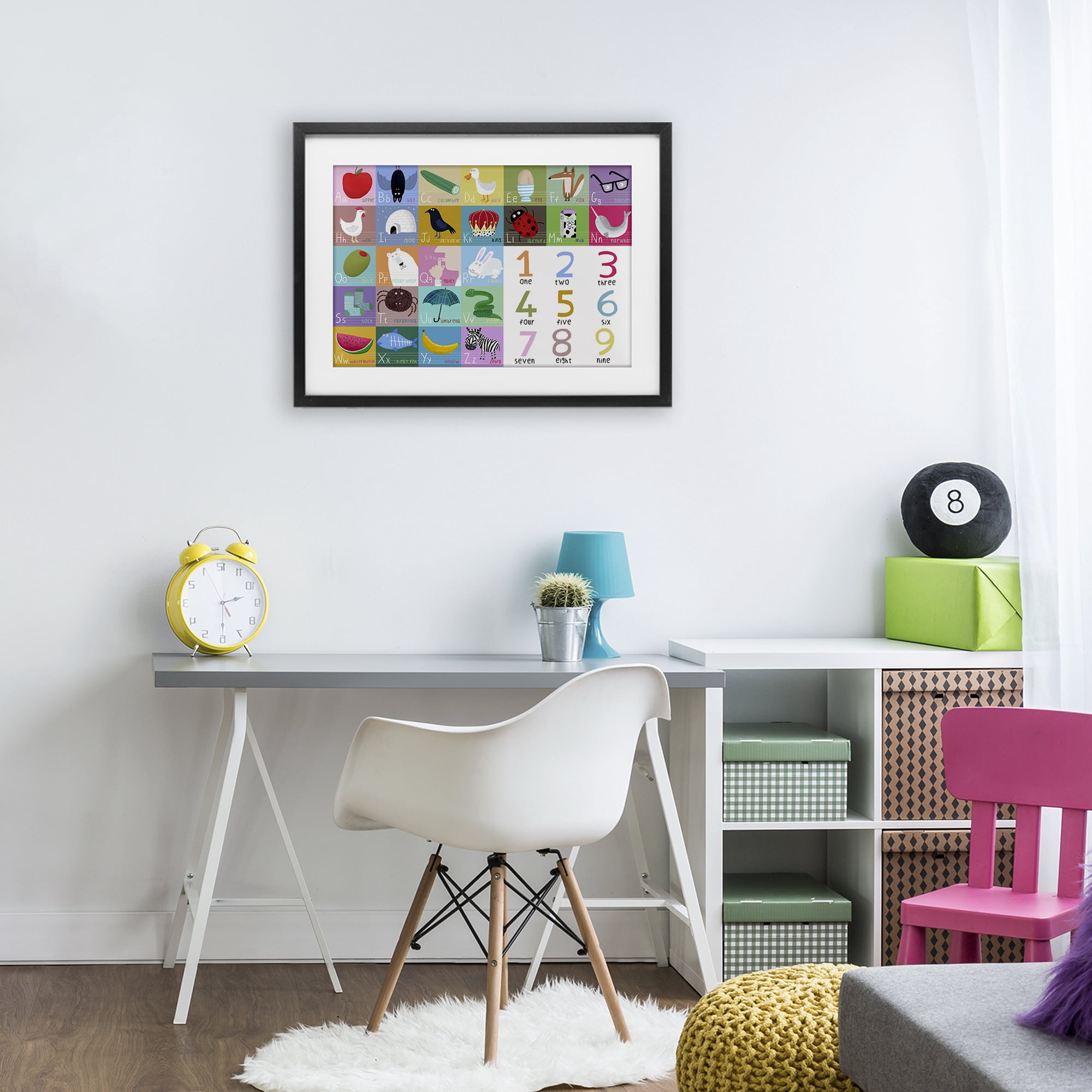 Stupell Industries Alphabet & Numbers First Words Black Framed Print Under Glass, design by Carla Daly