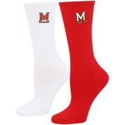 Women's ZooZatz Red/White Maryland Terrapins 2-Pack Quarter-Length Socks