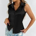 thumbnail image 7 of AherBiu Satin Tank Tops for Women Summer Sleeveless Lapel V Neck Button down Shirts Ladies Work Blouse, 7 of 7