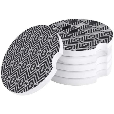 

FMSHPON Geometric Black and White Abstract Pattern Set of 2 Car Coaster for Drinks Absorbent Ceramic Stone Coasters Cup Mat with Cork Base for Home Kitchen Room Coffee Table Bar Decor