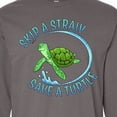 thumbnail image 4 of Inktastic Skip a Straw Save a Turtle with Cute Green Sea Turtle Long Sleeve T-Shirt, 4 of 5