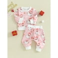 thumbnail image 3 of Suealasg Toddler Baby Girls Christmas Outfits Clothes 6M 1T 2T 3T Kids Girls Long Sleeve Santa Claus Print Sweatshirt Tops Pants Sets 2Piece Christmas Party Gift for Newborn Girls, 3 of 9