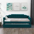 thumbnail image 2 of Euroco Modern Fabric Upholstered Twin Daybed with Trundle for Kids Teens Bedroom, Green, 2 of 11
